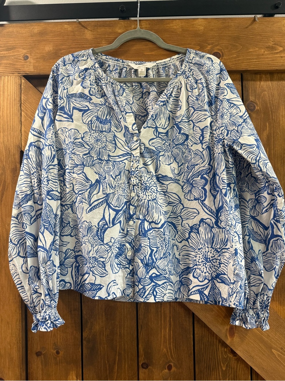 Lilly Pulitzer White Blouse with Blue Floral Print